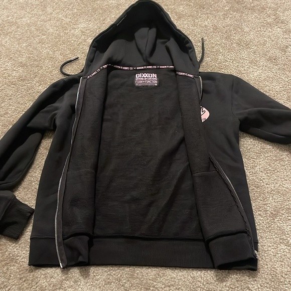 Women’s DIXXON Fleece Lining Zip Up Hoodie Black Pink Size Small - Picture 11 of 11